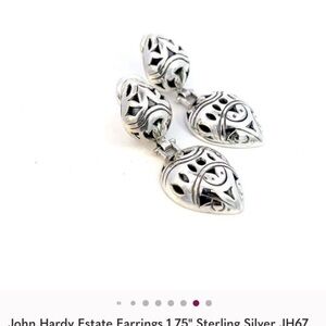 Authentic John Hardy Estate Earrings 1.75"
Sterling Silver JH67.
